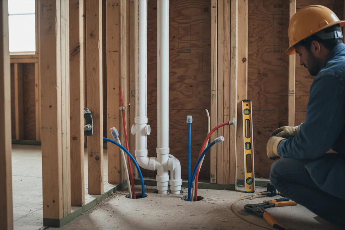 Drain and supply rough-in during Drain Cleaning in Petrolia