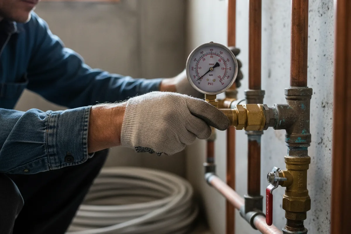 Pressure testing a repaired line during Water Line Repair in Petrolia